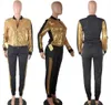 S-3XL Winter Women Set Full Sleeve Tracksuit Sequined Jackets Tops Pants Suit Two Piece Set Night Club Party Fall Outfit G5148 Y0625