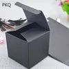 20pcs 6 sizes Square Kraft Paper Box Black Small Gift Packing Wedding Party Favor Present Brown Cardboard Carton 210724