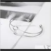Pulseira de pulseira de pulseiras de abertura para mulheres meninas minimalismo de m￣o lasca cor amarrada bracelets j￳ias entrega de gotas 2021 l2ggf