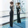 Kvinnor Jumpsuits Ruffles Ärmlös Sommar Jumpsuit Kvinnor Hög Midja Brett Ben One Piece Jumpsuit Black Body Passits for Women Z11 210426