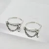 Moda boa sorte letra inicial 925 esterlina prata anel delicado para mulheres retrô vintage tailandês tassel cadeia presentes cluster anéis