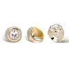 Anillos de diamantes CZ redondos ostentosos chapados en oro blanco amarillo de alta calidad para hombres y mujeres, bonito regalo, anillo de Hip Hop, joyería de tamaño 6-10