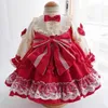 Infant Espagnol Robes Petites Filles À Manches Longues Rouge Vintage Lolita Princesse Robe Bébé Fille Année Fête De Noël Vestidos 210615
