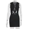 Sexig Ärmlös Hollow Out Bodycon Mini Dress Kvinnor Y2K Lace Up Club Party Wrapped Hip Dresses Outfits Summer 210517