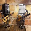Mikrofon Gitara Robot Lampa Home Decoration Retro Ozdoby Ozdoby Steampunk Outdoor Courtyard Oświetlenie Resin Statua dla domu Y1123