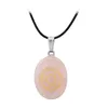 Scolpisci il simbolo religioso dello yoga chakra Guarigione Collana in pietra naturale Occhio di tigre rosa Cristallo di quarzo rosa Charms Collane Gioielli Donna