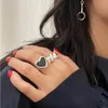 Pure Silver 925 Korean Fashion Resizable Heart Ring For Women Aesthetic Bohemia Design Engagement 2022 Fine Bulgaria Jewelry