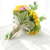 装飾的な花の花輪人工ブーケシルク偽の花ディーウェディングブーケセンターピースアレンジメントパーティーホームデコラット7880396