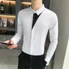 High Quality Designer Shirts Men Solid Color Long Sleeve Slim Fit Casual Men Shirt Night Club Party Streetwear Social Blouse 210527