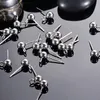 50pcs boule ronde en acier inoxydable boucle d'oreille tige avec boucle ajustement bijoux à bricoler soi-même faisant des fournitures accessoires hypoallergénique 5mm 6mm argent/or