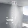 Krompolerad duschkranuppsättning 80x60 cm LED Termostatisk badrumsvattenfall Regn Avidiserande bubbla full baddusch