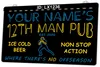 LX1236 Vos noms 12th Man Pub Ice Cold Beer Non Stop Action Light Sign Double couleur Gravure 3D