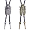 Vintage Bronze Argent Cigale Collier Insecte Pendentif Collier Chaîne En Cuir Noir Dames Collier Pour Hommes