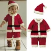 0-2t Quality Christmas Costume Baby Boy Ubrania Zestaw Niemowlę Kids Santa Claus Z Długim Rękawem Topy + Spodnie + Kapelusz + Sapet