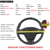 Genuine leather car steering wheel cover wavy lines design universal silica gel liner steering-wheel braid snake skin pattern