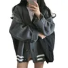 秋の韓国のVネックジャンパーカーディガン女性原宿緩い長袖コートの女性のセーター210603