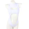 Costume da bagno intero in bianco e nero con cerniera sexy Tankini senza pancia e vita Costume da bagno europeo americano vuoto per donna