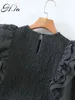 HSA Spring Arrivals Women Black Ruffles BeuGhees Slim Elastic Maniche lunghe blusa camicie sexy camicetta de mujer 210417