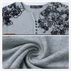 Autumn Fashion Floral Print Men T-shirt Henry Collar Button Decorate Long Sleeve for Tops Plus Size 5XL 220304