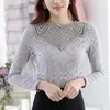 Women Tops Floral Lace Fashion Black Top Casual Girl Blouse Diamond Beaded Lace Shirt Female Tops Women Clothes 3115 25 210417