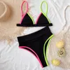 Trójkąt bikini w talii kobiety 2021 kolor patchwork 2 -częściowy strój kąpielowy letni plaż