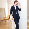 YYMSXR High Quality Fashion Women Ladies Business Pant Suit Black Blue Gray S-5XL Single Button 2 Piece Set for Work 210527