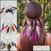 Sieraden pauw veer hoofdband festival boho haarband hoofdtooi aessory kleur willekeurige haarclips barettes drop levering 2021 6xsu9