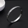 Moda Titanium Steel 3 Linha Branquela de diamante completa Mulheres homens amam pulseiras de joias de distância 16-19 com veludo bolso23337