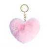 Belle mignon coeur porte-clés fausse fourrure de lapin coeur pompon porte-clés femmes fille sac voitures Simple moelleux porte-clés bijoux cadeaux