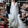 Vestidos De Mariee Chiffon Wedding Dress A-Line Long Puffy Sleeve For V-Neck Gorgeous Sweep Train Bridal Gowns Beach