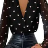 2021 New Fashion Women's Elegant Chiffon Blouses White Jacquard Tops Sexy Deep Corss V Neck Ladies Long Sleeve Slim Fit Shirts X0521