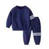 Mudkingdom Jongens Athletic Jogger Pant Set Casual Streep Katoen Pullover Kinderkleding Boy Outfits 210615