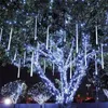 Strängar 3050 cm meteor dusch regn 8 rör led strängljus vattentät jul utomhus uteplats dekorationer bröllop navidad träd h8967835