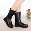 Meotina Crystal Real Wool Fur Platform Wedge Heels Mid Calf Boots Real Läder Kvinnor Skor Zipper Mid Heel Warm Boots Kvinna 43 210520
