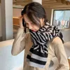 Leopard zebra print fashion Long ears Warm soft knitted winter luxury scarf for women