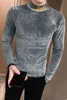 Britischer Stil Männer T-shirt Herbst Neue Gestrickte T-Shirts Herren Langarm Streetwear Slim Fit Casual Rollkragen Bottom Tees Shirts Y0322