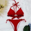 Push Up Bikini femmes maillots de bain licou bandeau maillot de bain rouge maillots de bain brésilien plage porter Sexy string Biquinis 2021 body