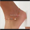 Anklets Jewelryfashion Colorful Beads Cowrie Shell Anklet For Women Bracelet On The Leg Gold Color Ankle Chain Foot Jewelry T148 Drop Deliver