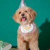 Dog Apparel INS Korea Party Bib Pet Birthday Saliva Towel Bichon Triangle Scarf Cat Hat Set217U