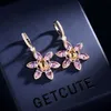 2021 Trend Brand Jewelry Luxury Wedding Flower Earrings Cubic Zirconia Dangle Temperament Sweet Earings for Women