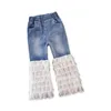 Babyinstar Baby Girls Denim Pants Casual Kids Autumn Trousers Bell-bottomed Children For 211102