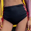 Women's Swimwear Black High Waist Bikini Shorts Women Lace Up Swimsuit Bottom Ajustable Swimming Short Bathing Suit 3 Colors Bandage