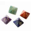 Natural Solto Gemstones Reiki Símbolo Pirâmide Ornamento Gravado Japão 4 Elemento Rune Pedra Piramide Decoração Cristal Crystal Energy Energy Yoga Jóias 25mm