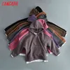Sweat-shirt à capuche en laine pour femmes, à l'intérieur de Lalambswool, poche chaude, surdimensionnée, patchwork, hauts à capuche, 7M1 210416