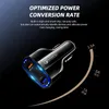 TE-388 Chargeur de voiture Portable USB Charge rapide ADAPTATEURS HANDFREE PORTS DUAL QC Ports 7A PD Ports de charge avec package universel pour smartphones