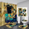 4Pcs/Set Exotic Style Shower Curtain Carpet Bathroom Waterproof Curtains Toilet Seat Cushion Slip Rug