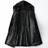 Damesbont faux luxe stijl ol black nerts jas grote 5XL winter middelgrote lengte jas dikke warme uitloper met een hooded-overjas
