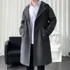 Jackets de colorir de casacos de trincheira de moda de moda de comprimento médio preto/cáqui