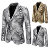 Sexy Snake Pattern Singers Blazer Men Brand Slim Fit 2 кнопки мужской костюм куртка пальто ночной клуб Party Stage Blazer Masculino 210522