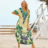 Cotton Long Beach Dress Coverups for Women Pareo de Plage Swimsuit Cover up Sarongs Swimwear Kaftan #Q845 210420